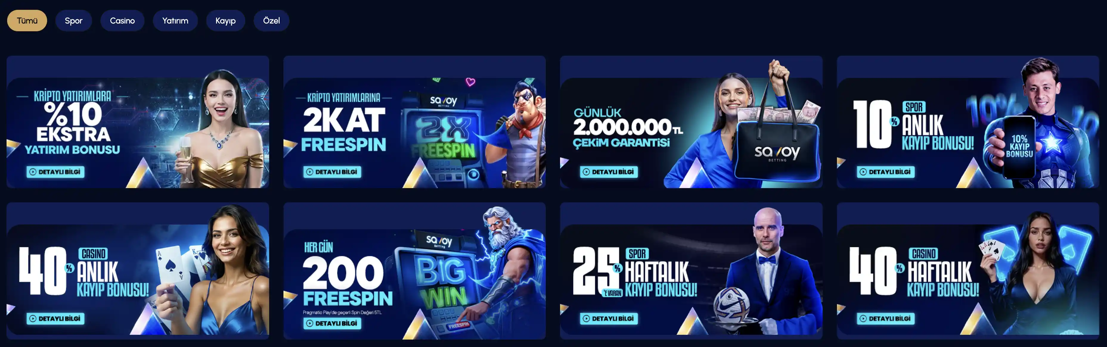 Savoy bonuslar ve kampanyalar ekran görüntüsü